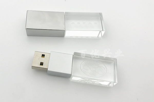 定制透明發(fā)光水晶U盤 3D透視水晶U盤